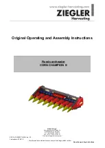 Ziegler CORN CHAMPION 5S Operating And Assembly Instructions Manual preview