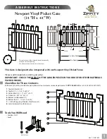 Preview for 1 page of Zippity Newport Vinyl Picket Gate Assembly Instructions Manual