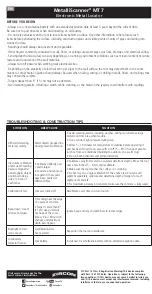 Zircon MetalliScanner MT7 User Manual preview