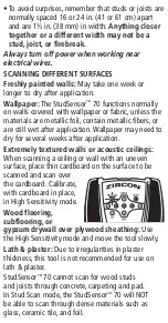 Preview for 4 page of Zircon StudSensor 70 User Manual