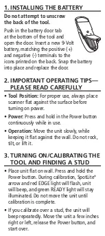 Preview for 2 page of Zircon StudSensor EDGE User Manual