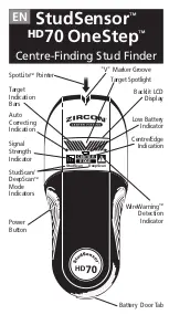 Preview for 1 page of Zircon StudSensor HD70 OneStep User Manual