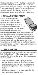 Preview for 2 page of Zircon StudSensor HD70 OneStep User Manual