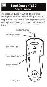 Zircon StudSensor L20 User Manual preview