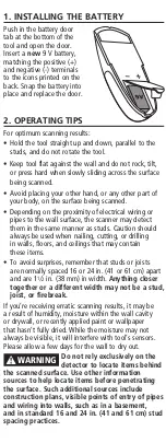 Preview for 2 page of Zircon StudSensor L40 User Manual