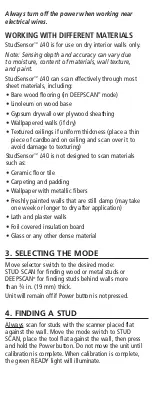 Preview for 3 page of Zircon StudSensor L40 User Manual