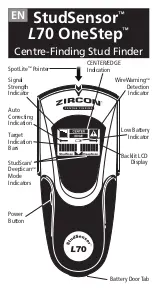 Preview for 1 page of Zircon StudSensor L70 OneStep User Manual