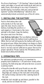 Preview for 2 page of Zircon StudSensor L70 OneStep User Manual