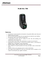 Zksoftware Multi Bio 700 Manual preview