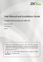 Preview for 1 page of ZKTeco MDS100 User Manual And Installation Manual