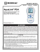 Zodiac AquaLink PDA PS4 Owner'S Manual предпросмотр