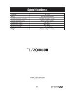 Предварительный просмотр 12 страницы Zojirushi EB-CC15 Operating Instructions Manual