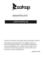 Zokop B20UXP52-A70 User Manual preview