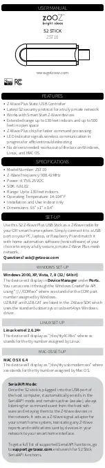 ZooZ S2 STICK User Manual preview