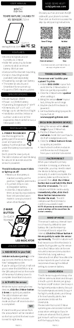 Preview for 1 page of ZooZ XS SENSOR ZSE44 User Manual