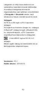 Preview for 112 page of Zte Kis 3 Quick Start Manual