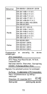 Preview for 72 page of Zte Tania Quick Start Manual