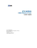 Предварительный просмотр 1 страницы Zte WP850 User Manual