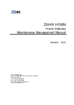 Preview for 1 page of Zte ZXHN H108N Maintenance Management Manual