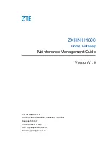 Zte ZXHN H1600 Maintenance Management Manual preview