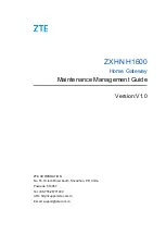 Предварительный просмотр 1 страницы Zte ZXHN H1600 Maintenance Management Manual