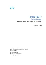 Preview for 1 page of Zte ZXHN H2640 Maintenance Management Manual