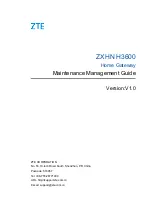 Preview for 1 page of Zte ZXHN H3600 Maintenance Management Manual