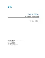 Preview for 1 page of Zte ZXV10 ET501 Product Description