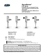 ZURN AquaSense ZTR Series Installation, Operation, Maintenance And Parts Manual preview