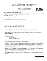 ZURN AQUASPEC Z-81100 SERIES Installation Instructions предпросмотр