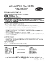 ZURN Aquaspec Z82100 Series Quick Start Manual preview