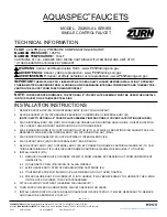 ZURN Aquaspec Z82300-XL Series Manual preview