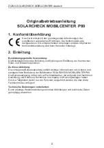 Предварительный просмотр 2 страницы Zuwa Solarcheck Mobilcenter P80 Operating Instructions Manual