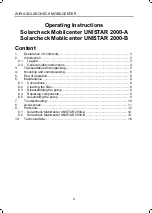 Предварительный просмотр 2 страницы Zuwa Solarcheck Mobilcenter UNISTAR 2000-A Operating Instructions Manual