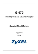 Preview for 1 page of ZyXEL Communications 802.11g Wireless Ethernet Adapter 1-G-470 Quick Start Manual