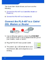 Preview for 4 page of ZyXEL Communications PLA-407 Quick Start Manual